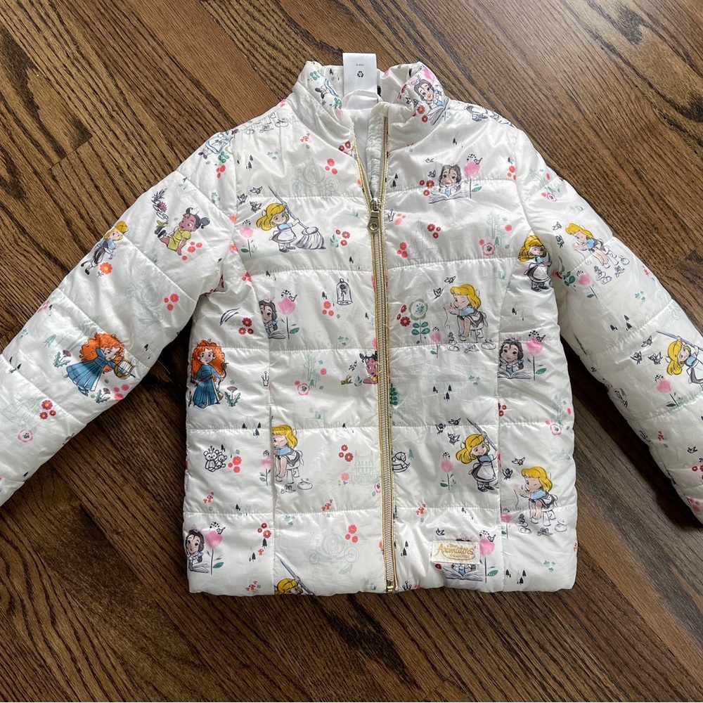 Disney Animators Collection Princess Puffer Jacket Kids Size 5/6